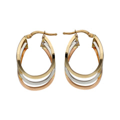9k Gold Tri Colour Hoop Earrings