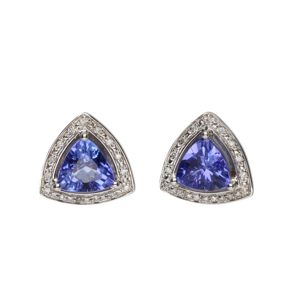 9k White Gold 1.9ct Tanzanite & Diamond Earrings