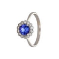 9k Gold Tanzanite Lab Diamond Halo Ring
