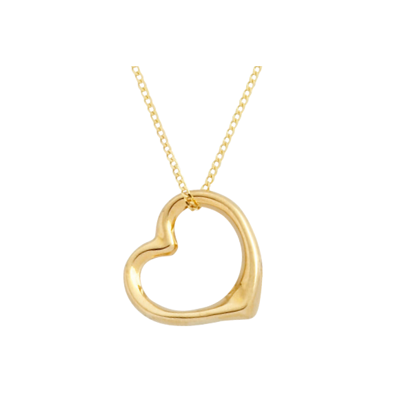 9k Yellow Gold Floating Heart Slider Necklace