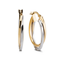 9k Yellow and White Gold Cross Over Hoop Earring (26mm)