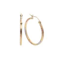 9k Tri-Colour Hoop Earrings