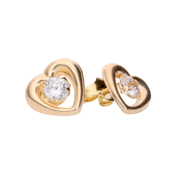 9k Gold Cubic Zirconia Heart Earring
