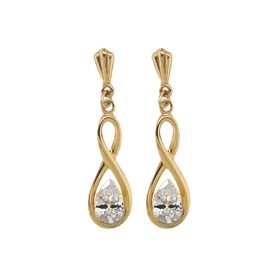 9k Gold Cubic Zirconia Infinity Earring