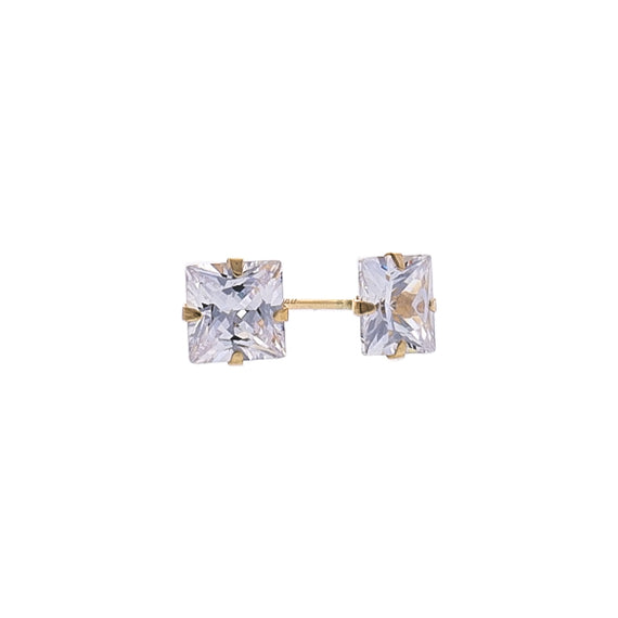 9k Gold 5mm Cubic Zirconia Square-H Stud