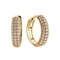 9kt Yellow Gold Cubic Zubic Pave' Set Huggie Earring