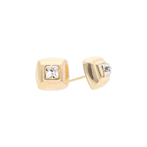 9k Gold Fancy Square Cubic Zirconia Stud