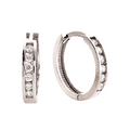 9k White Gold Cubic Zirconia Channel Huggie Earring