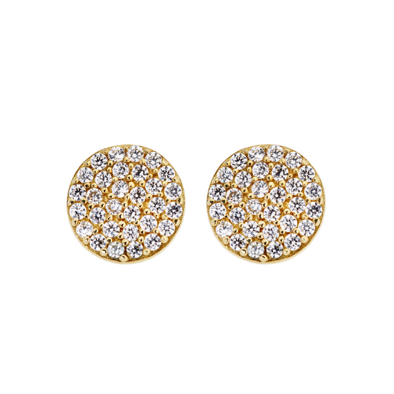 9k Gold Cubic Zirconia Round Stud Earring