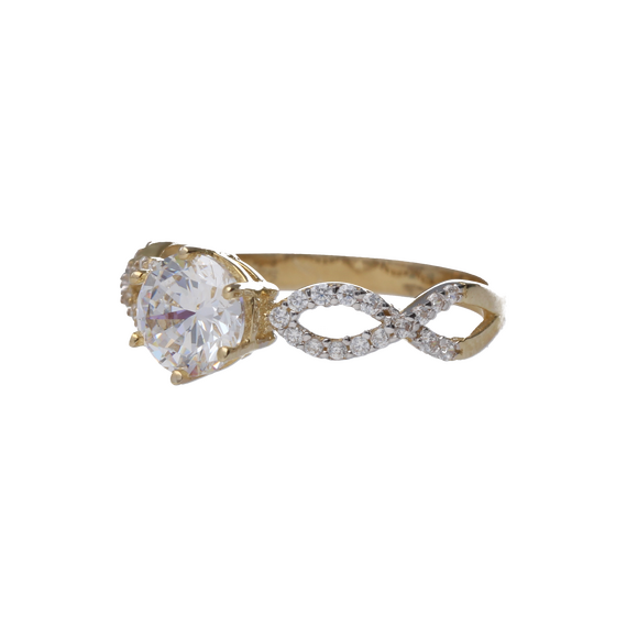 9k Gold Cubic Zirconia Twisted Dress Ring