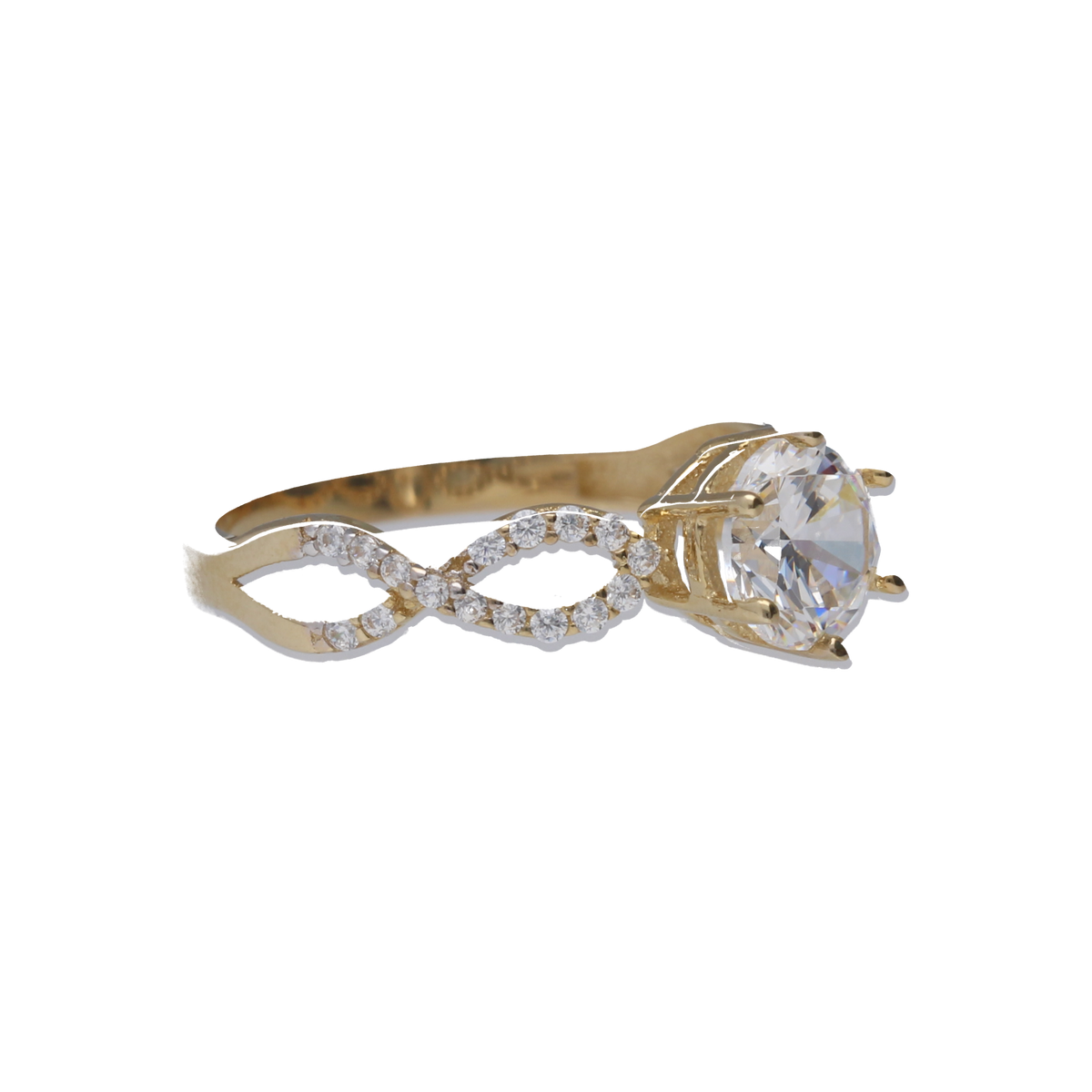 9k Gold Cubic Zirconia Twisted Dress Ring