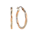 9kt Gold Two Tone Twisted 25mm Hoop Earrings
