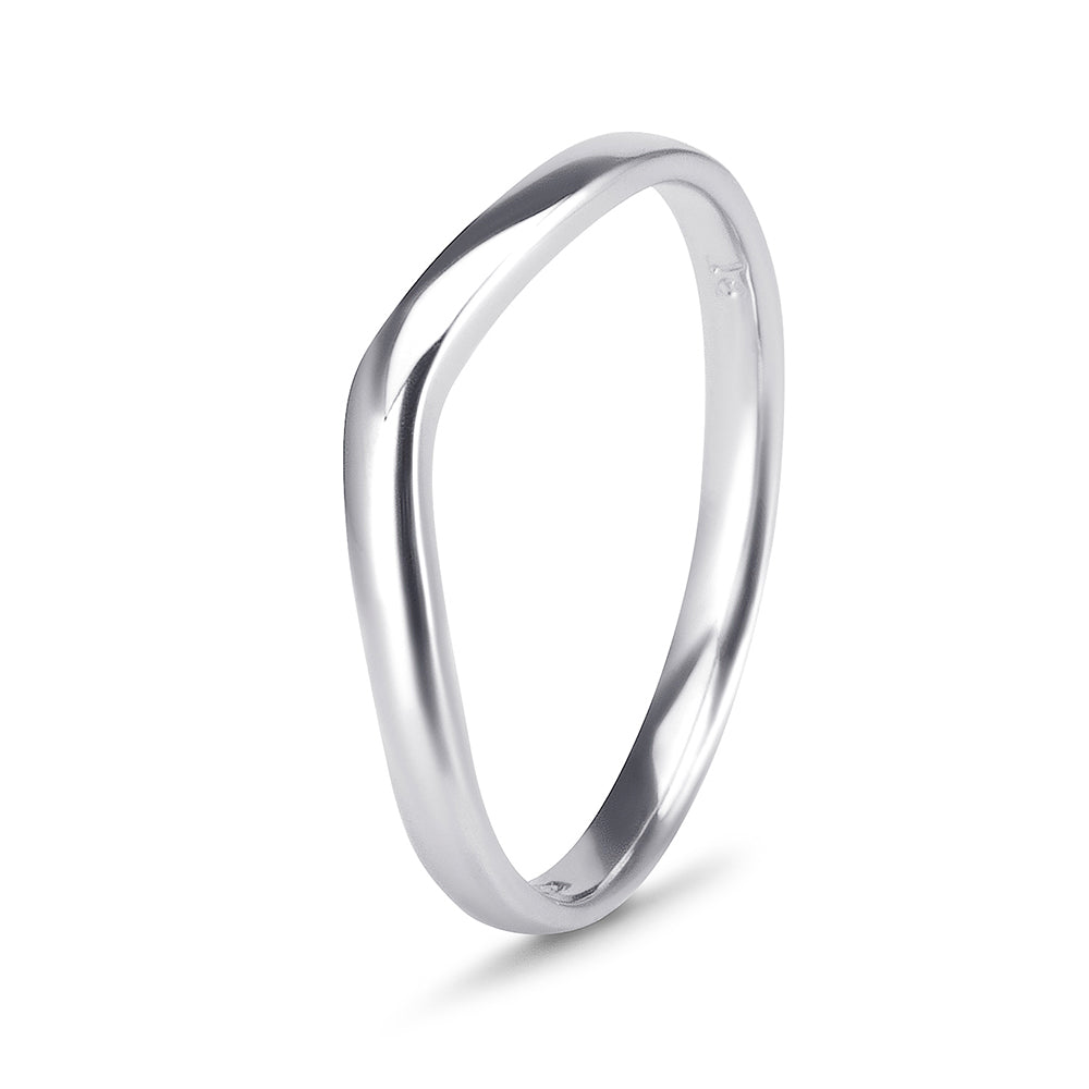 9k White Gold Plain Curved Side Band (2.20mm)
