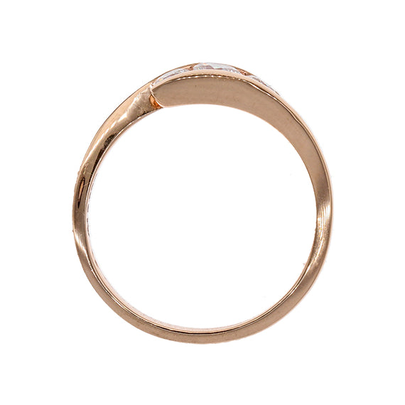 9k Rose Gold Trinity Swirl GH Moissanite Ring 0.75ct