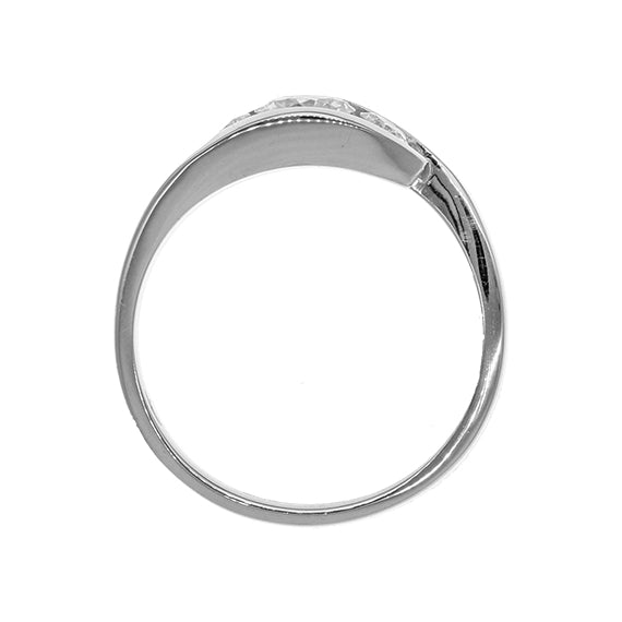 9k White Gold Trinity Swirl GH Moissanite Ring 0.75ct