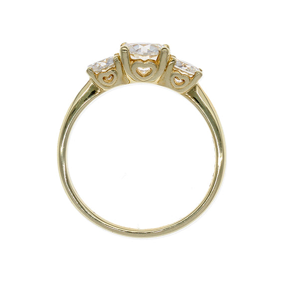 9k Gold 3 GH Moissanite Stone, Heart Cut Out Sides (1.5ct)