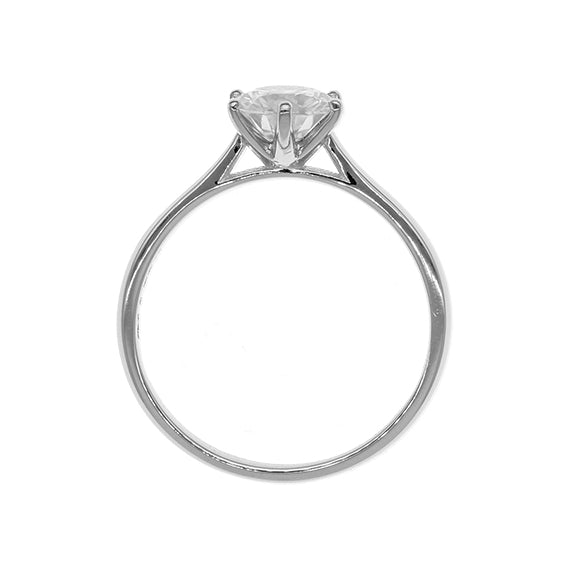 9k White Gold 6 Claw Solitaire Moissanite Ring (1.00ct)
