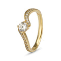 9k Gold Cubic Zirconia Solitaire With Pave Bypass Ring (0.35ct)