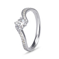 9k White Gold Cubic Zirconia Solitaire With Pave Bypass Ring (0.35ct)