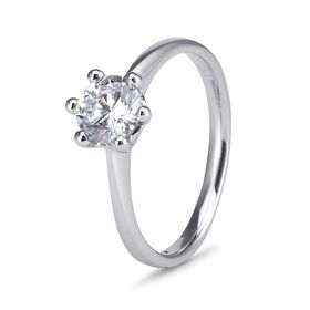 18k White Gold 6 Claw Diamond Solitaire Ring (0.50ct)