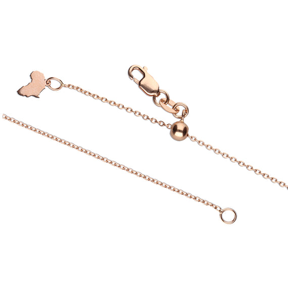 9k Rose Gold DC Wheat Chain with Africa End Dangle (1.3mm)