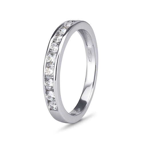 9k White Gold Cubic Zirconia Channel Eternity Ring (0.50ct)