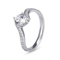9k White Gold Cubic Zirconia Solitaire With Pave Bypass Ring (1.00ct)