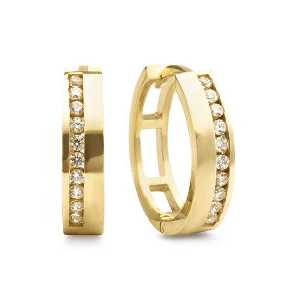 9kt Yellow Gold Cubic Zirconia Huggie Earring