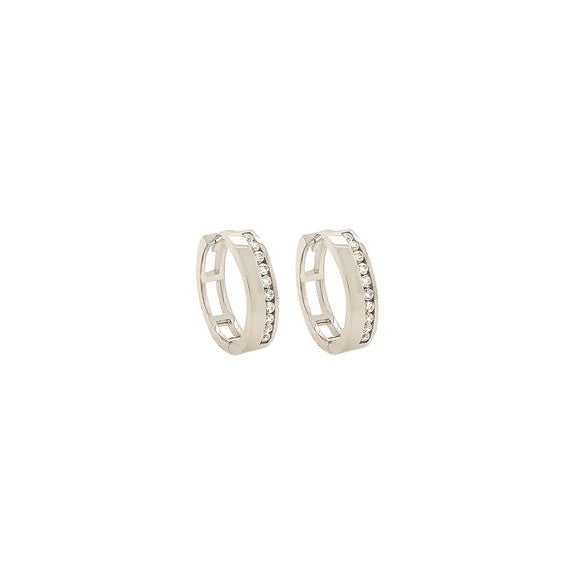 9k White Gold Cubic Zirconia Huggie Earrings