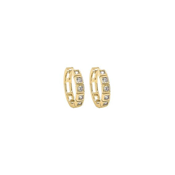 9kt Yellow Gold Cubic Zirconia Huggie Earring