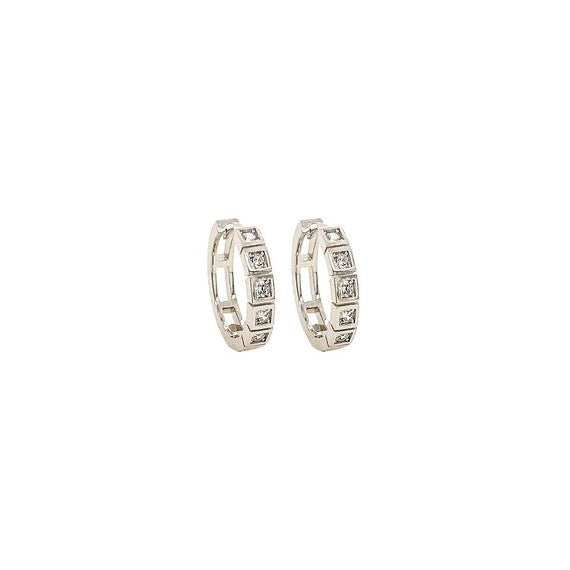 9k White Gold Cubic Zirconia Huggie Earring