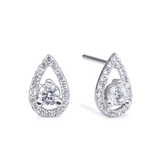 9k White Gold Cubic Zirconia Stud Earrings