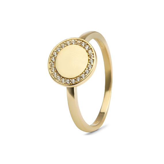 9k Yellow Gold Cubic Zirconia Round Ring (10mm Diameter)