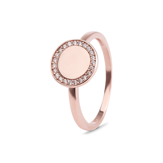 9k Rose Gold Cubic Zirconia Round Ring (10mm Diameter)