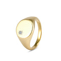 Round Signet Ring with Diamond (11mm)