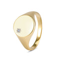 Round Signet Ring with Diamond (13mm)