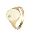 Oval Signet Ring with Lab Diamond (12mm x 15mm)