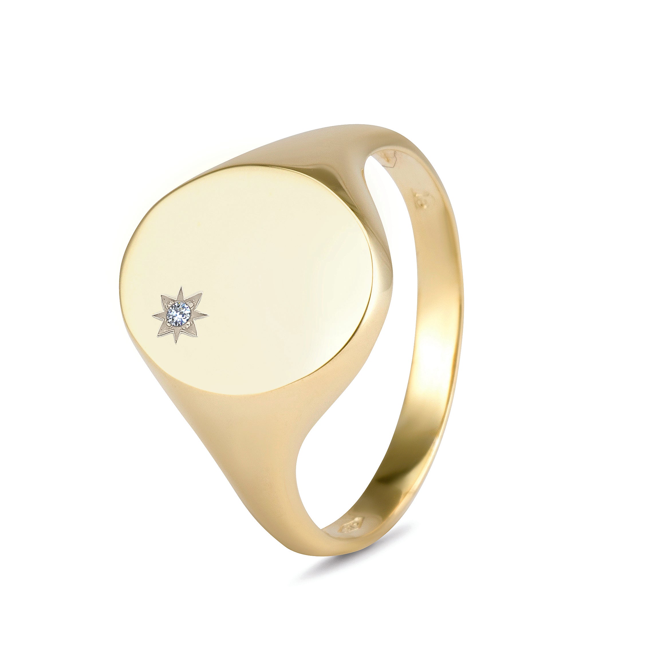 Oval Signet Ring with Lab Diamond (12mm x 15mm)