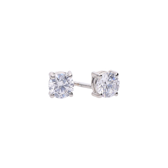 9k White Gold Cubic Zirconia Round Studs (5mm)
