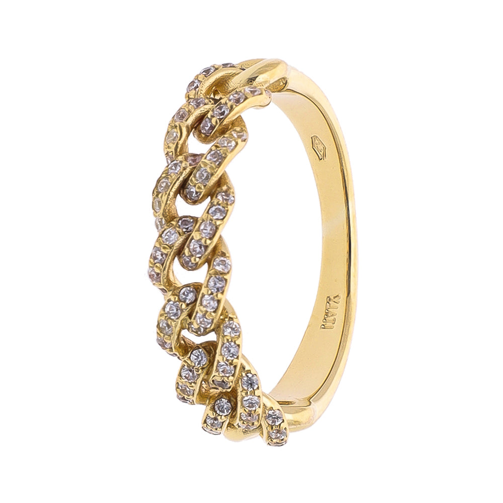 9k Yellow Gold Cubic Zirconia Chain Ring
