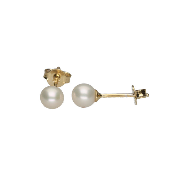 9k Gold Pearl Stud Earrings (5mm)
