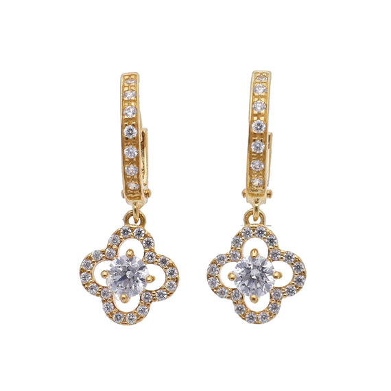 9k Gold Cubic Zirconia Flower Earrings