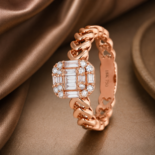 18k Gold Diamond Baguette Engagement Ring