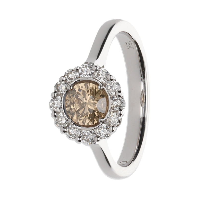 18k White Gold Cognac Diamond Petals Ring (1ct)