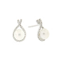 9k White Gold Pearl Diamond Earring
