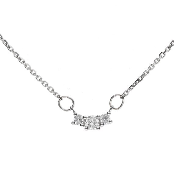9k White Gold 3 Diamond Pendant Necklace