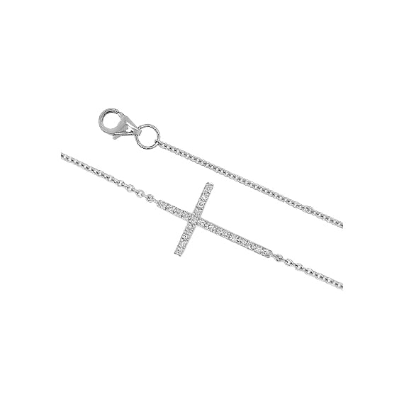 9k White Gold Diamond Cross Necklace (0.11ct)