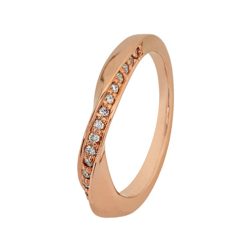 9k Rose Gold Twist Eternity Diamond Ring (0.15ct)