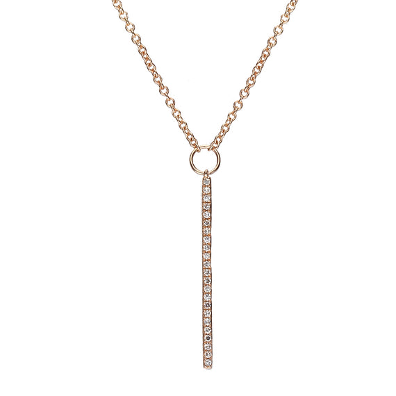 9k Rose Gold Diamond Vertical Bar Necklace (0.07ct)