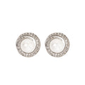 9k White Gold Diamond & White Fresh Water Pearl Stud Earring (0.20ct)